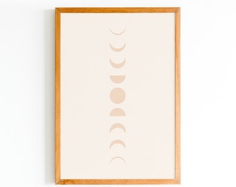 DESCARGA INSTANTE: minimalista Pastel Moon Phases imprimible, Boho Wall Art, Cartel Print, Minimalist Printable Art, Arte Femenino