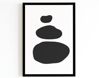 DESCARGA INSTANTE: Minimalista Negro & Blanco Zen imprimible, Meditación Dibujo Arte de pared, Impresión de cartel, Arte imprimible minimalista, Arte femenino