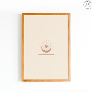 INSTANT DOWNLOAD: Minimalist Pastel Sun Moon Earth Printable, Geometric Wall Art, Poster Print, Minimalist Printable Art, Feminine Art