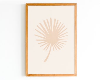 DESCARGA INSTANTE: Minimalista Pastel Hoja de Palma Imprimible, Boho Arte de pared, Impresión de cartel, Arte imprimible minimalista, Arte femenino