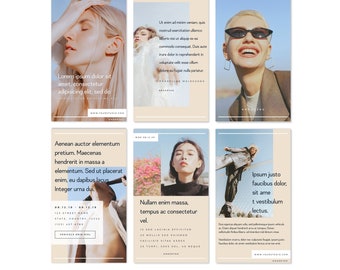 Paquete de 6 plantillas minimalistas de Instagram para revistas, bloggers, empresas de moda o fotógrafos