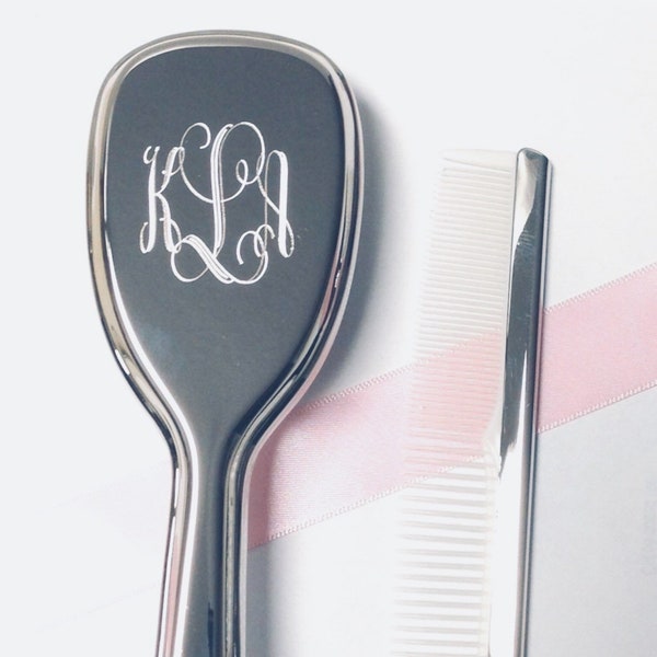 Baby Girls Silver Brush and Comb Set Personalized Free Engraving