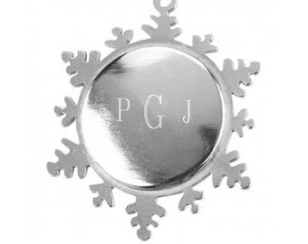 Snowflake Pewter Keepsake Ornament Personalized Free Engraving Made in America