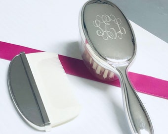 baby brush and comb set silver