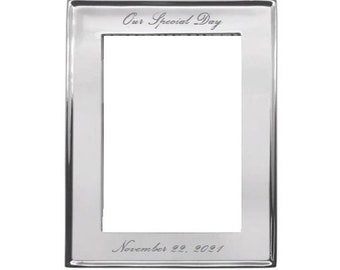 Silver Picture Frame Raised Edge Holds 5"x 7" Photo Personalized Wedding Anniversary Baby Graduation Friendship Keepsake Gift Free Engraving