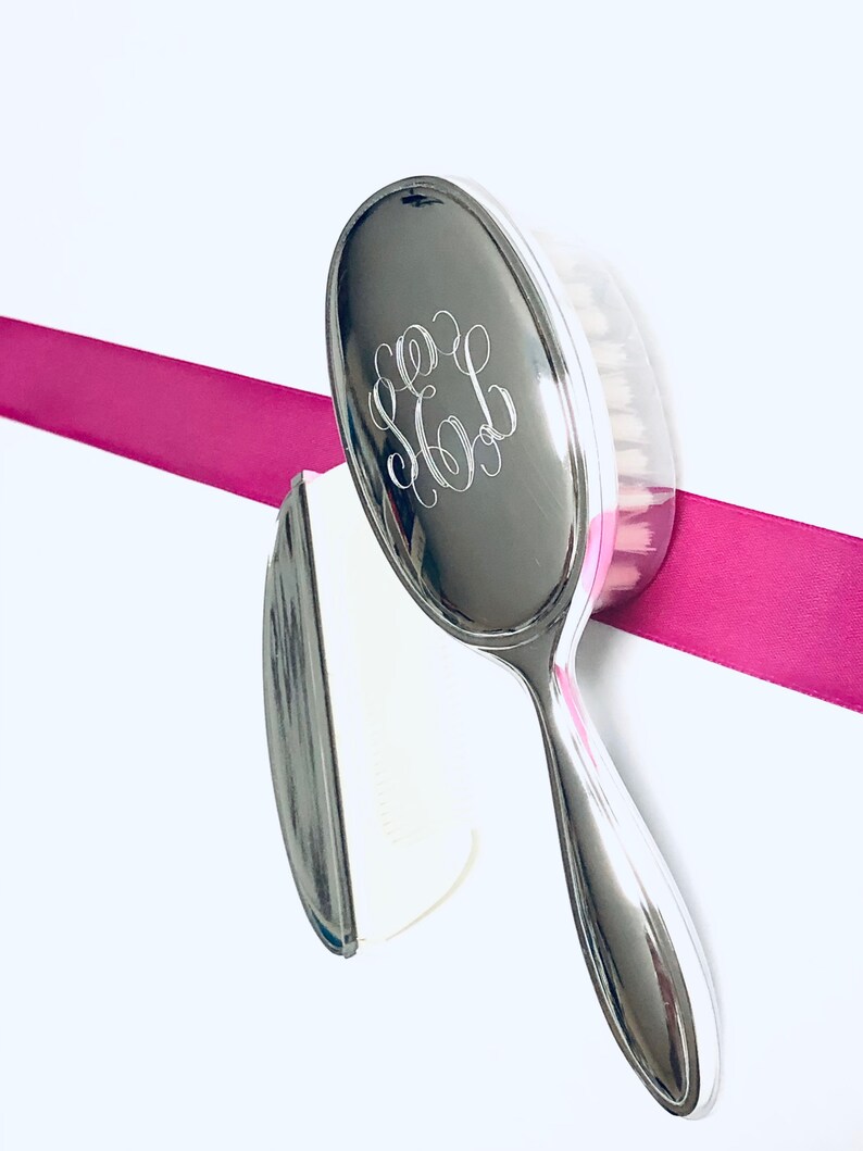 Baby Girls Silver Brush and Comb Set Personalized Free Etsy