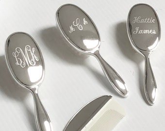 Baby Girl’s Silver Brush and Comb Set Personalized Free Engraving