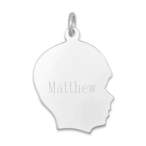 Silver Personalized Charm Young Boy Silhouette Charm Pendant .925 Sterling Silver Son Baby Head Charms Mom Gift Free Engraving Free Shipping