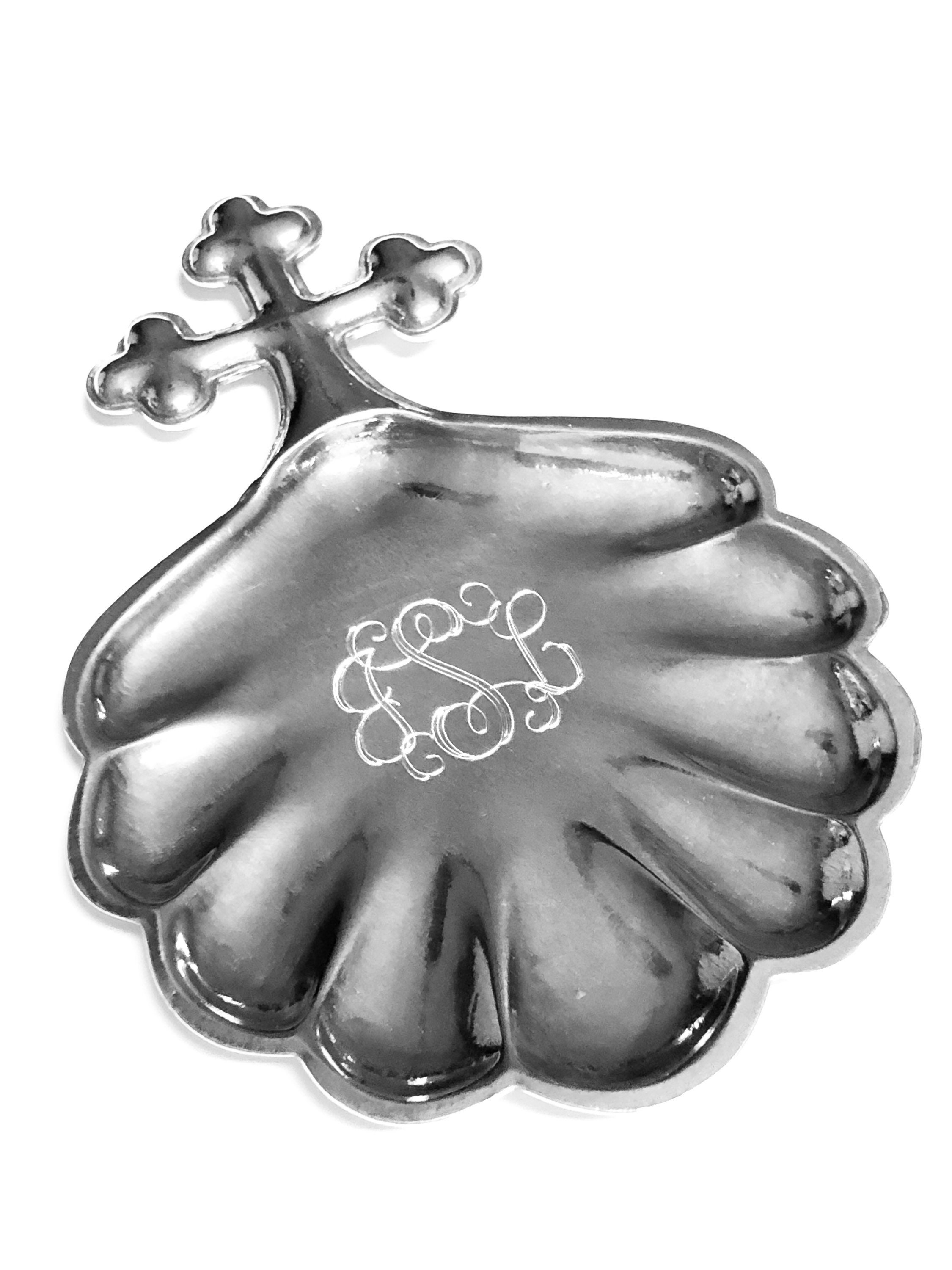 American Pewter Baptismal Baptism Christening Shell With Cross Baby ...