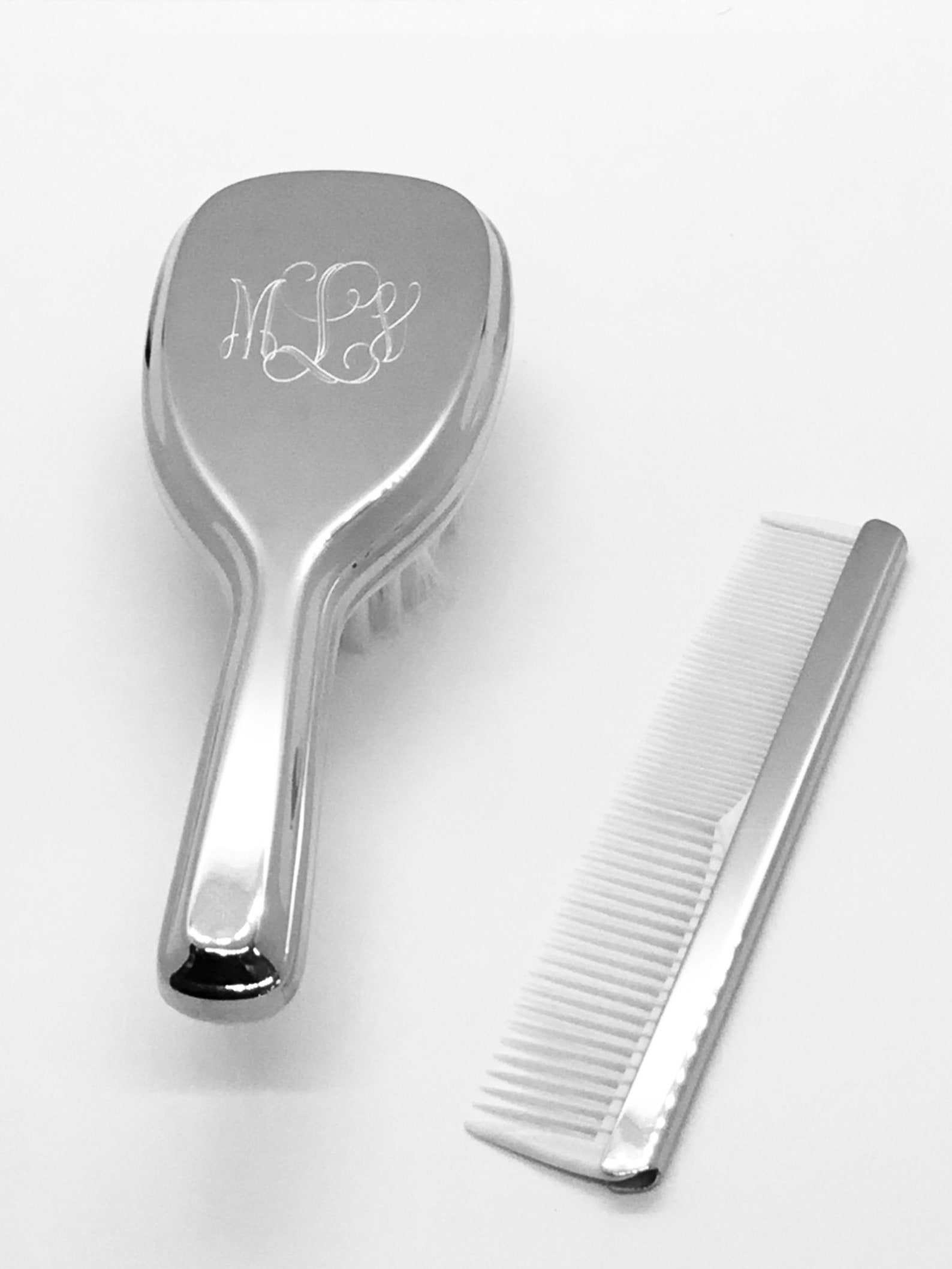 Baby Girls Silver Brush and Comb Set Personalized Free Etsy