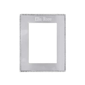 Silver Picture Frame Beaded Edge Holds 5&quot;x7&quot; Photo Personalized Wedding Anniversary Baby Graduation Friendship Keepsake Gift Free Engraving