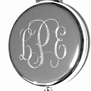 Silver Round Mirror Compact Perfect Keepsake Purse Mirror Birthday Sweet 16 Graduation Bridesmaid Gift Personalized Free Engraving