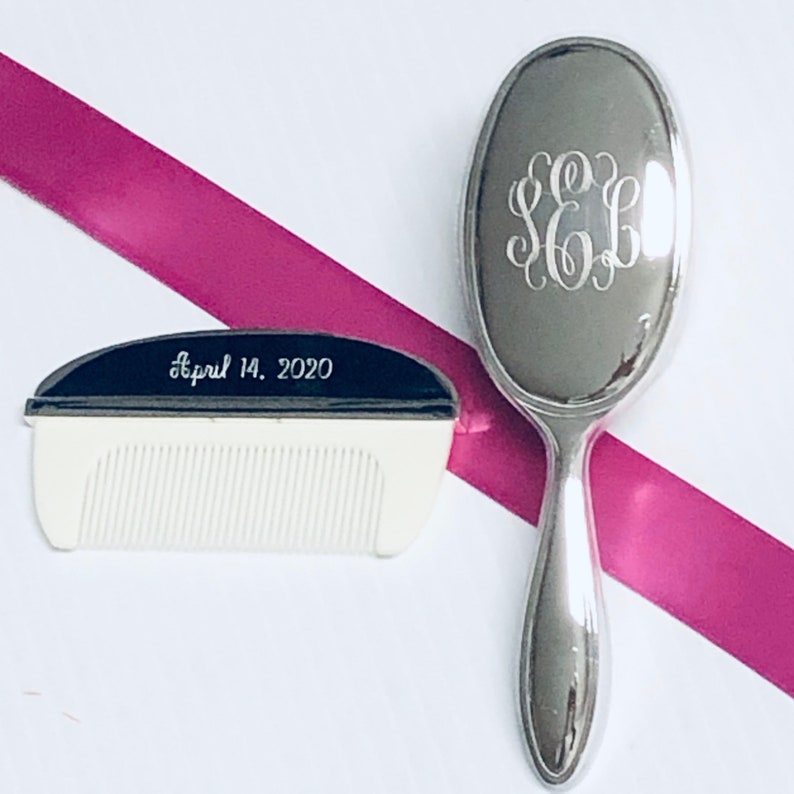 Baby Girls Silver Brush and Comb Set Personalized Free Etsy