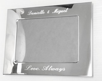 Classic Silver Picture Frame Holds 5"x7" Photo Personalized Wedding Anniversary Baby Graduation Friendship Keepsake Gift Free Engraving