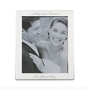 Weston Silver Picture Frame Holds 8&quot;x10&quot; Photo Personalized Wedding Anniversary Baby Graduation Friendship Keepsake Gift Free Engraving