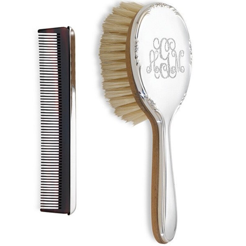 personalized comb and brush set