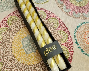 Gold and white MacKenzie Childs Candles