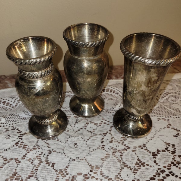 Pottery Barn silverplated vases