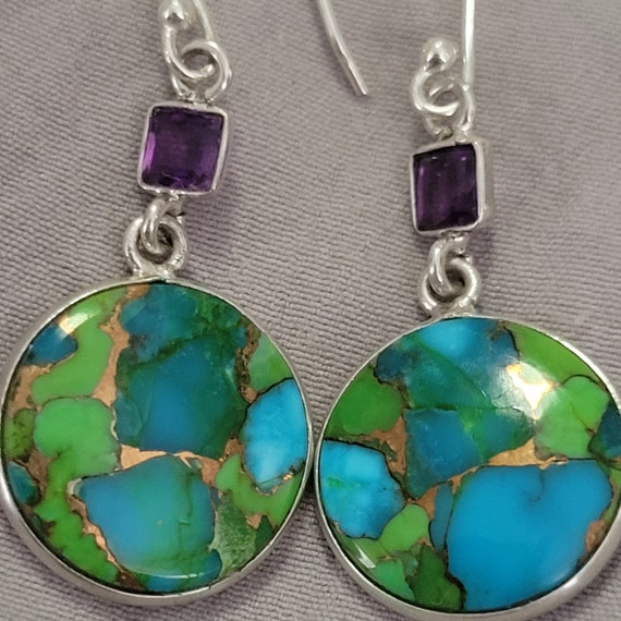 Mojave Turquoise and Amethyst Earrings