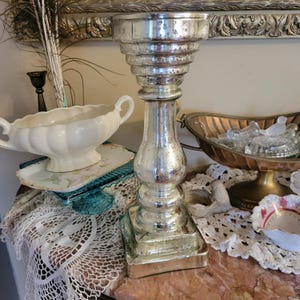Mercury glass pillar candleholder
