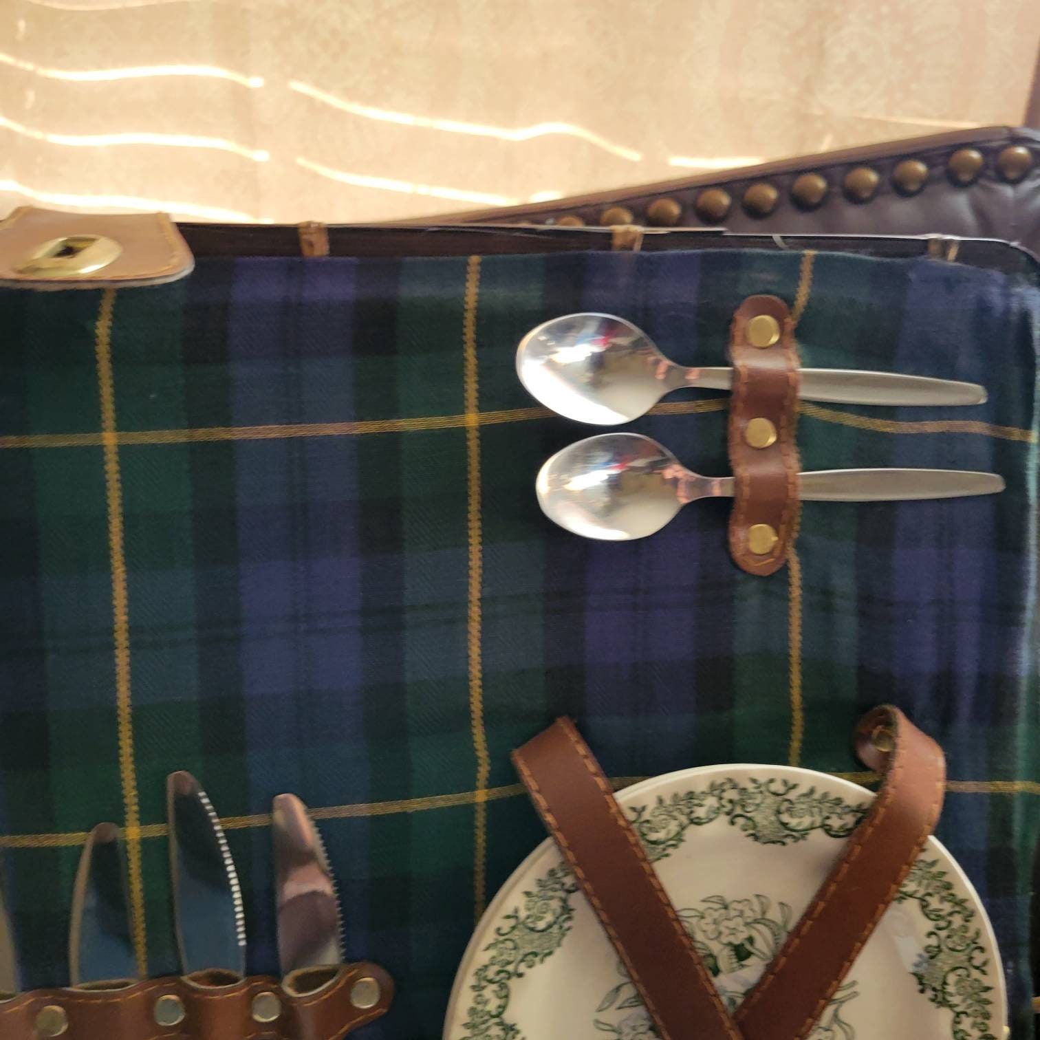 Vintage Bamboo Picnic Basket Full Service for 4 Etsy