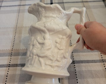 Charles Meigh Bacchanalian Dance Parian Ware Pitcher White Neutral