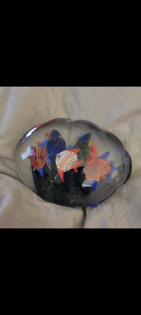 Vintage Paperweight Art Glass Ocean