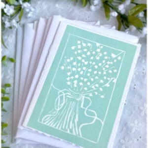 Wood printed Lily of the Valley cards (various colors)