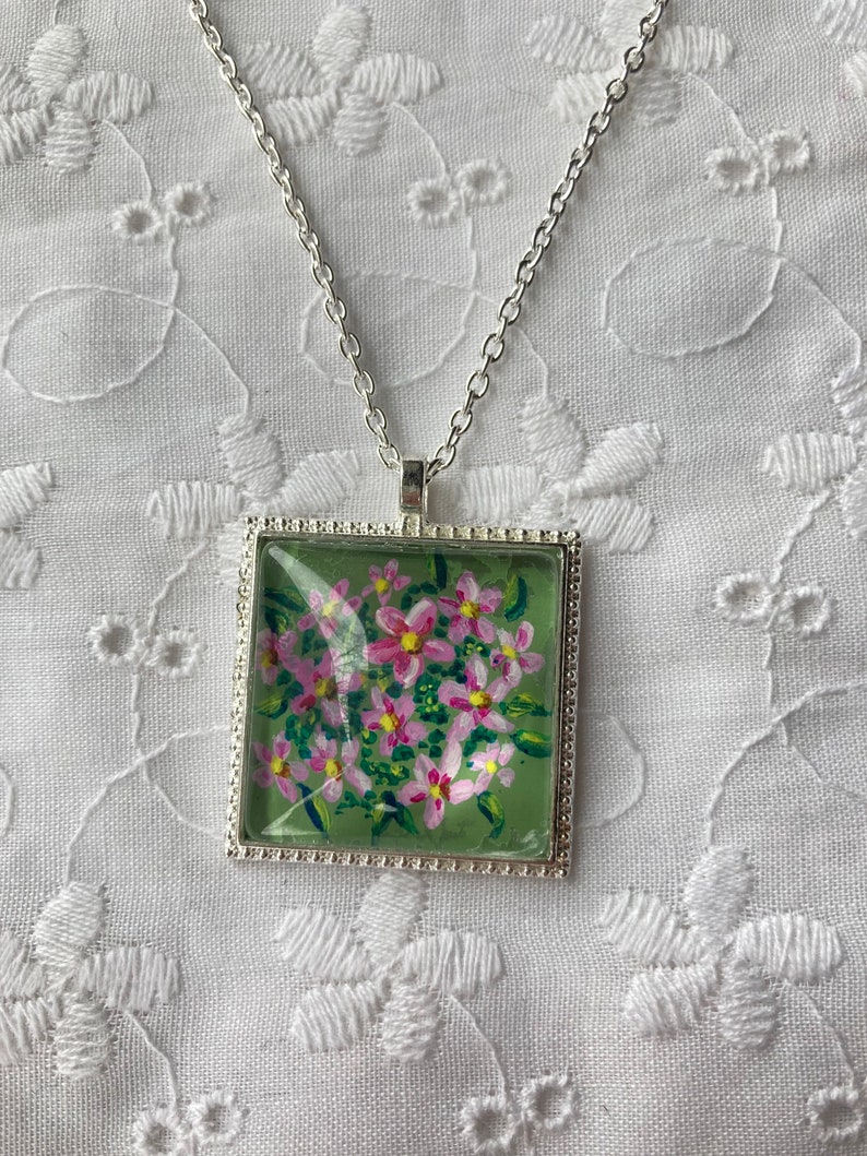 Hand painted floral necklace