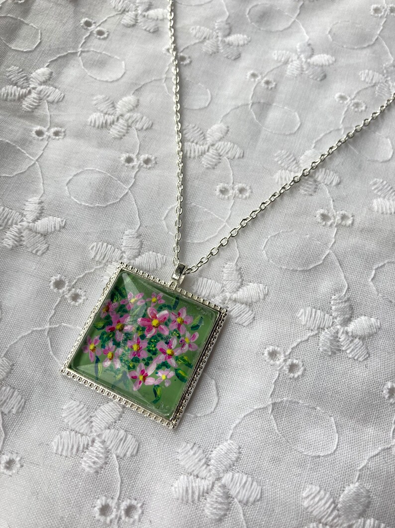 Hand painted floral necklace