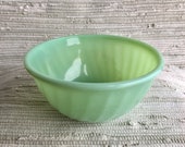 Vintage Jadite Fire King 7 quot Swirl Mixing Bowl Jadeite Green Opaque Glass Mid-Century Modern Jadeite Green Vintage