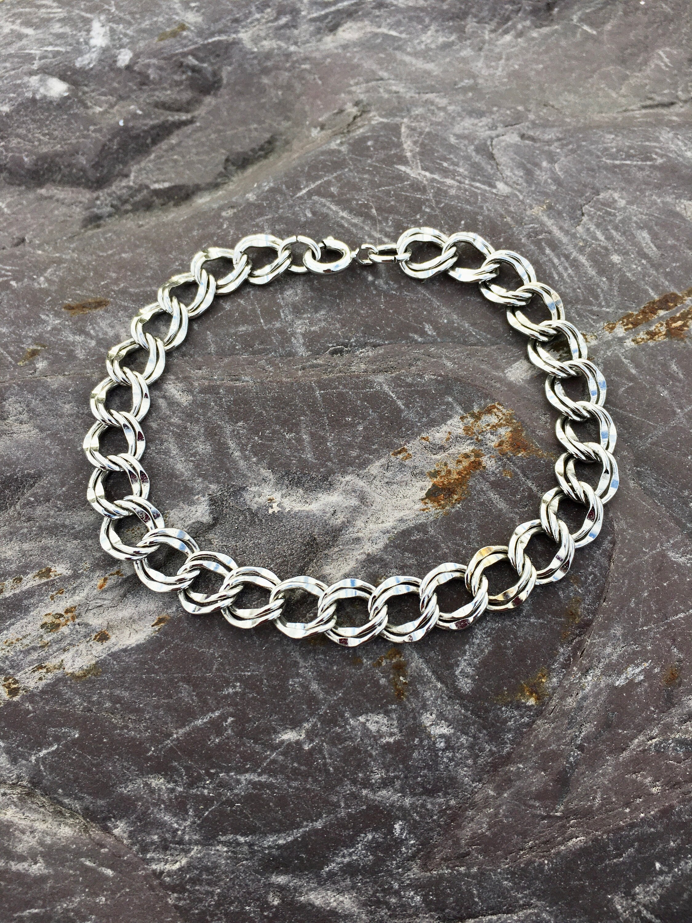 1970s Wells Sterling Silver Charm Bracelet Multi Link Spring Etsy