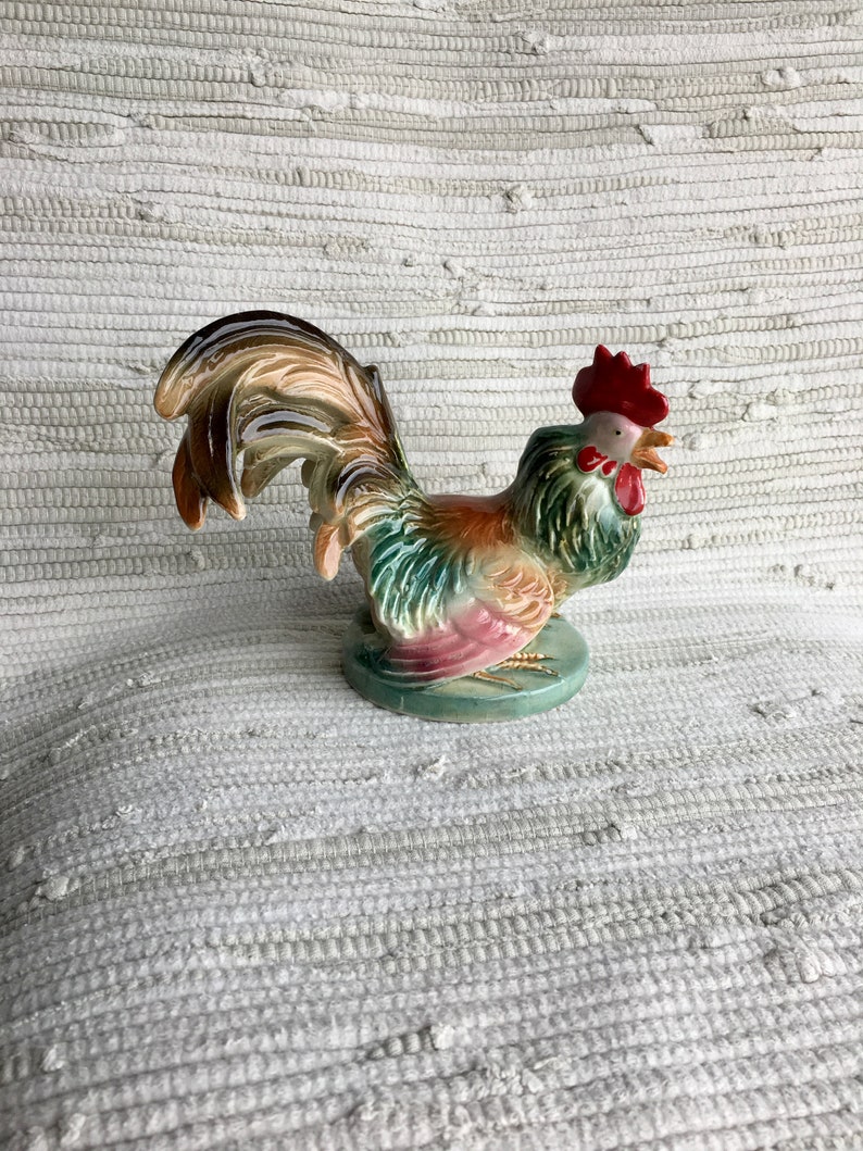 Farm Figurine Porcelain Miniature Craft Collectible Ceramic Fancy Chicken Statue