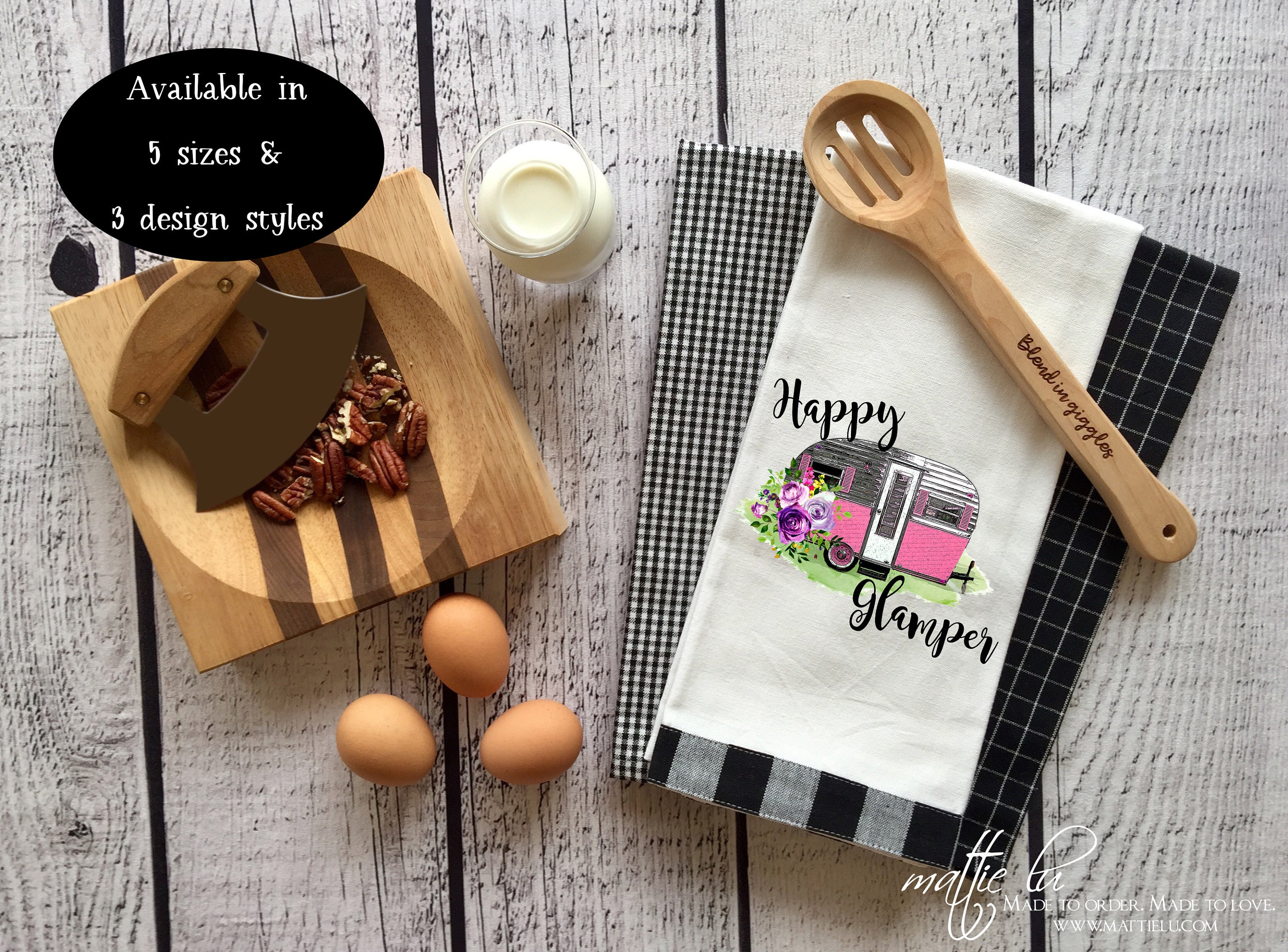 Happy Glamper Tea Towel Vintage Camper Camper Dish Towel Etsy