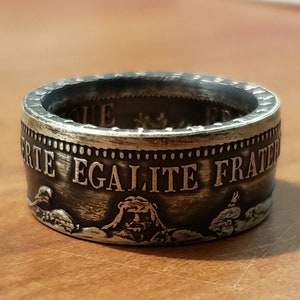 French 10 Francs Hercules Ring - Silver Coin Ring - Silver French Ring - Silver Mens Ring