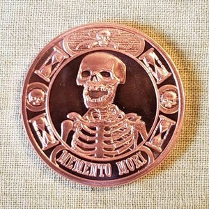 Copper Memento Mori Round - Copper Coin - Anonymous Mint - Coin Ring Supplies - Copper Art - Skull Coin - Last Laugh - All Must Die - 1 Oz