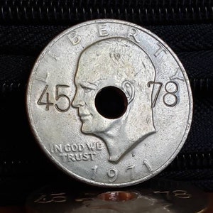 Eisenhower dollar coin - 45 RPM record hole adapter - turntable - 7&quot; record hole adapter - vinyl adapter