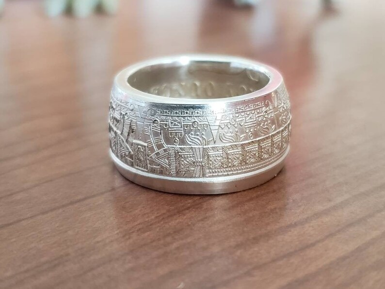 Silver Aztec Calendar Ring Silver Coin Ring Silver Mexican Etsy Silver Aztec Calendar Ring Silver Coin Ring Silver Mexican Etsy