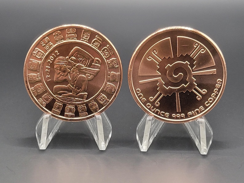 Copper Maya Calendar Round - Copper Coin - Coin Ring Supplies - Copper Art - Latin America - Mexico - Latino Culture image 1