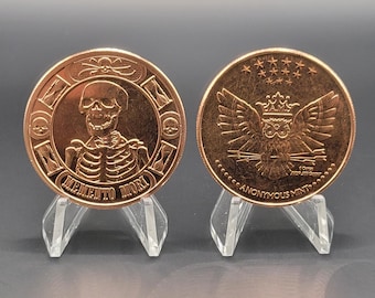 Copper Memento Mori Round - Copper Coin - Anonymous Mint - Coin Ring Supplies - Copper Art - Skull Coin - Last Laugh - All Must Die - 1 Oz