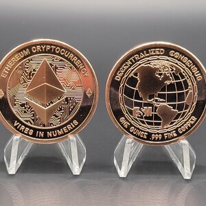 Copper Ethereum Round - Copper Crypto - Copper ETH - Collectable Round - Pocket Piece - Crypto Gift - Crypto Collectable