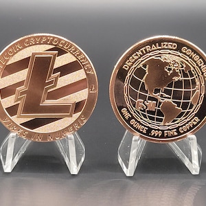 Moneda redonda de cobre Litecoin - Moneda de cobre - Moneda coleccionable - Moneda de bolsillo - Regalo criptográfico - Moneda coleccionable criptográfica