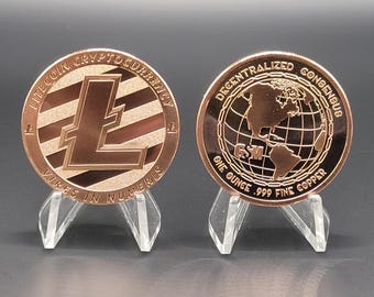Copper Litecoin Round - Copper Crypto - Copper Litecoin - Collectable Round - Pocket Piece - Crypto Gift - Crypto Collectable