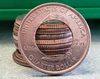 Punched Quarter - Coin Ring Supplies - Coin with Hole - Punched Coin - Coin Ring Tools - Prepped Coins - Drilled Coins - Coins for Projects