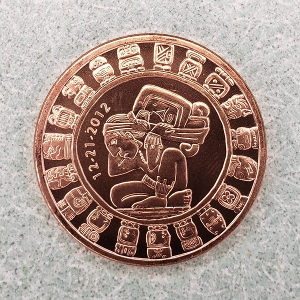 Copper Maya Calendar Round - Copper Coin - Coin Ring Supplies - Copper Art - Latin America - Mexico - Latino Culture