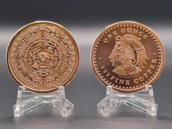 Copper Aztec Calendar Round - Copper Coin - Coin Ring Supplies - Copper Art - Latin America - Mexico - Latino Culture
