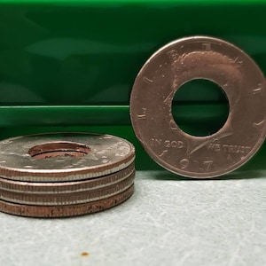 Punched Half Dollar - Coin Ring Supplies - Coin with Hole - Punched Coin - Coin Ring Tools - Prepped Coins - Drilled Coins - Coinring Supply