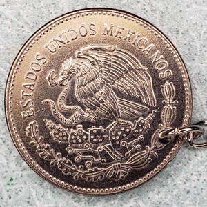 50 Peso Keychain - Coin Keychain - Coyolxauhqui - Aztec Moon God - Mexico Coat of Arms - Mexican Culture - Chicano Culture - Latino Culture image 3