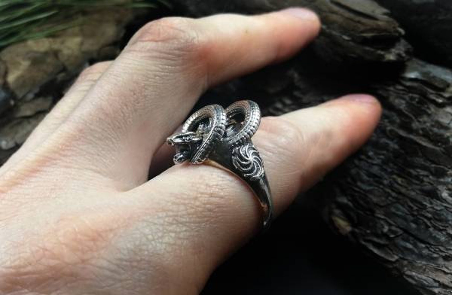 with a snake. of a poisonous snake. Silver ring. Etsy