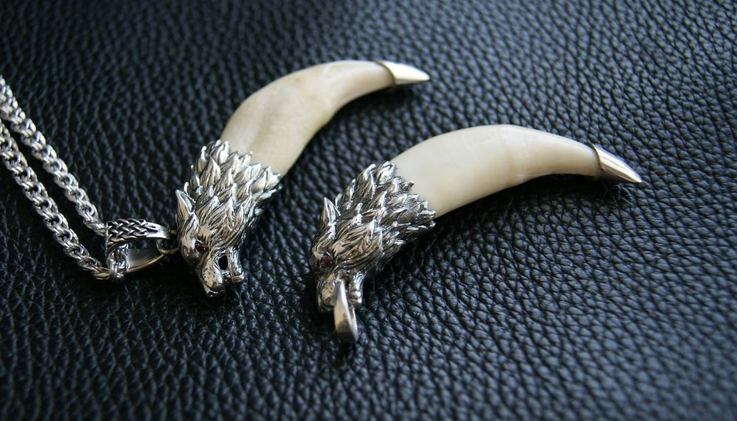 Wolf's Tooth Necklace.realistic Pendant With Silver Wolf Etsy